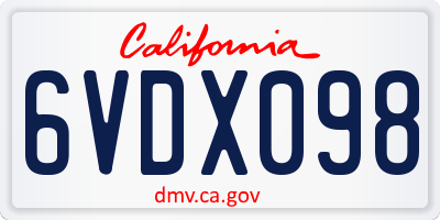 CA license plate 6VDX098