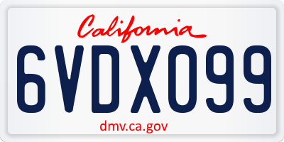 CA license plate 6VDX099