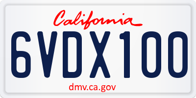 CA license plate 6VDX100