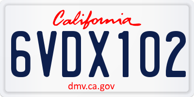 CA license plate 6VDX102