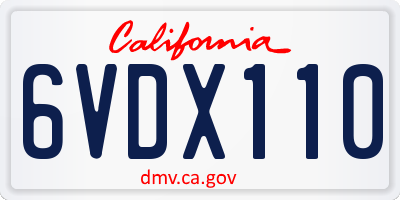 CA license plate 6VDX110