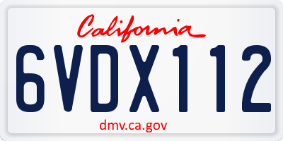 CA license plate 6VDX112