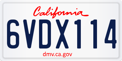 CA license plate 6VDX114
