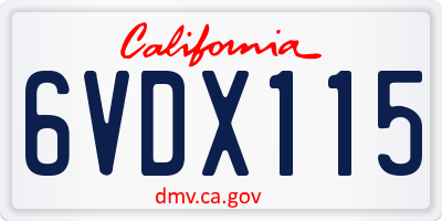CA license plate 6VDX115