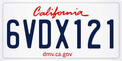 CA license plate 6VDX121
