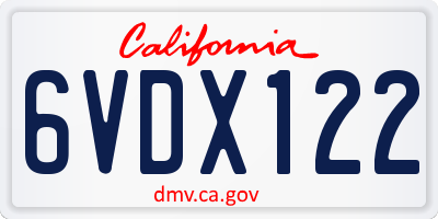 CA license plate 6VDX122