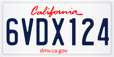 CA license plate 6VDX124