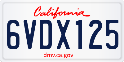 CA license plate 6VDX125