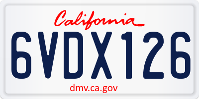 CA license plate 6VDX126