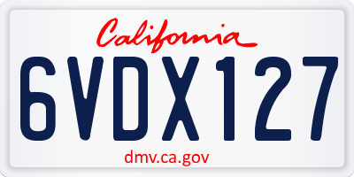 CA license plate 6VDX127