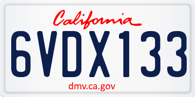 CA license plate 6VDX133