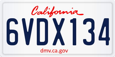 CA license plate 6VDX134