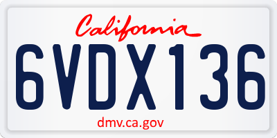 CA license plate 6VDX136