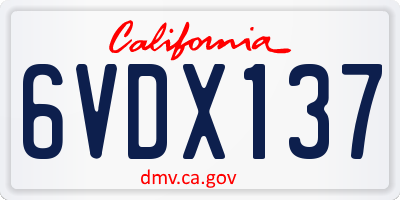 CA license plate 6VDX137