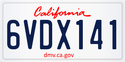 CA license plate 6VDX141