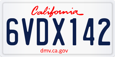 CA license plate 6VDX142