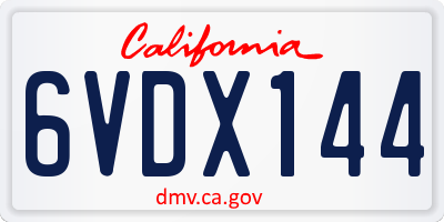 CA license plate 6VDX144