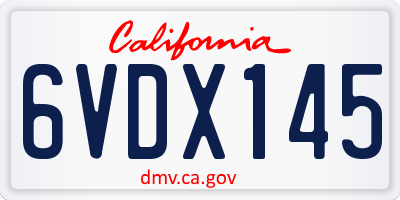 CA license plate 6VDX145