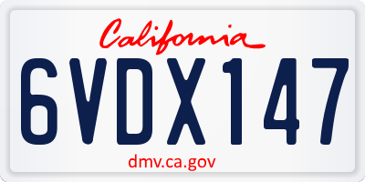 CA license plate 6VDX147