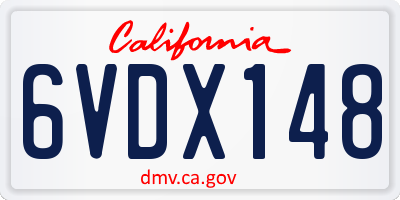 CA license plate 6VDX148