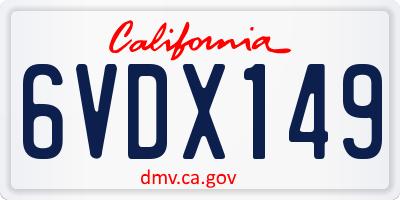 CA license plate 6VDX149