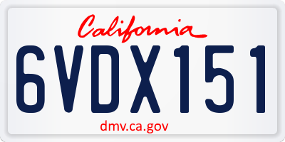 CA license plate 6VDX151