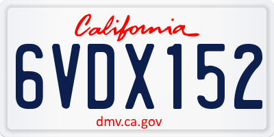 CA license plate 6VDX152