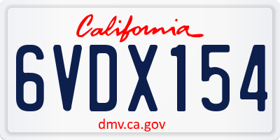 CA license plate 6VDX154