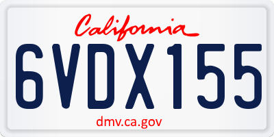 CA license plate 6VDX155