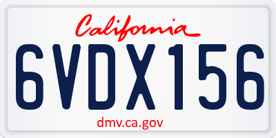 CA license plate 6VDX156