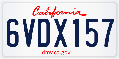 CA license plate 6VDX157