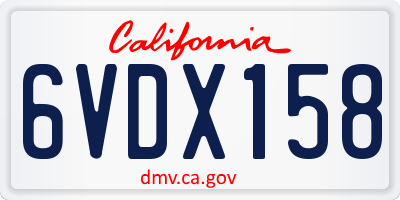 CA license plate 6VDX158