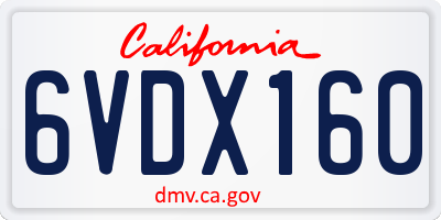 CA license plate 6VDX160