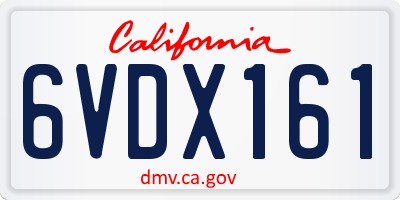 CA license plate 6VDX161