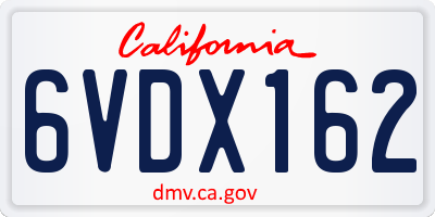 CA license plate 6VDX162