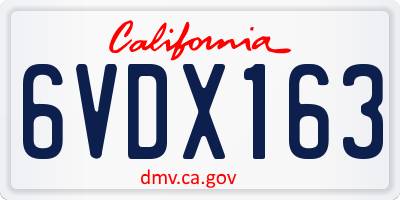 CA license plate 6VDX163