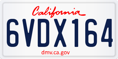 CA license plate 6VDX164