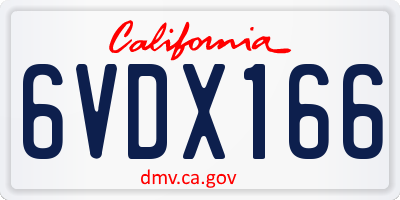 CA license plate 6VDX166