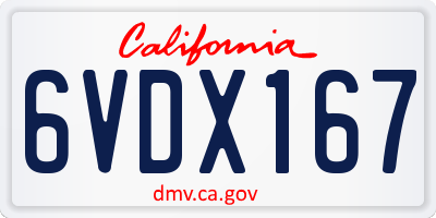 CA license plate 6VDX167