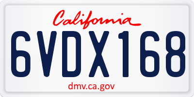 CA license plate 6VDX168