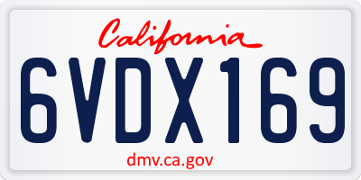 CA license plate 6VDX169