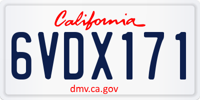 CA license plate 6VDX171