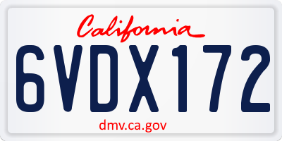 CA license plate 6VDX172