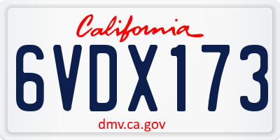 CA license plate 6VDX173