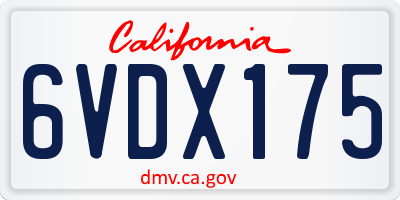 CA license plate 6VDX175