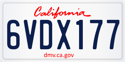 CA license plate 6VDX177