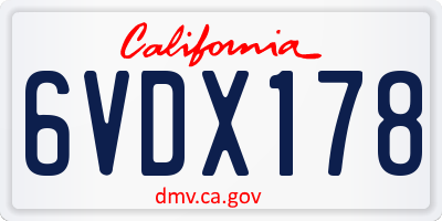 CA license plate 6VDX178