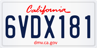 CA license plate 6VDX181