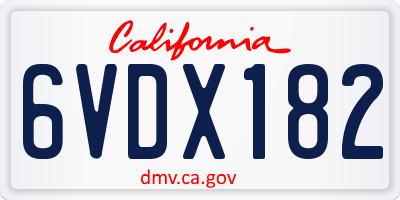 CA license plate 6VDX182