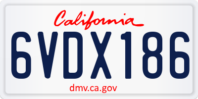 CA license plate 6VDX186